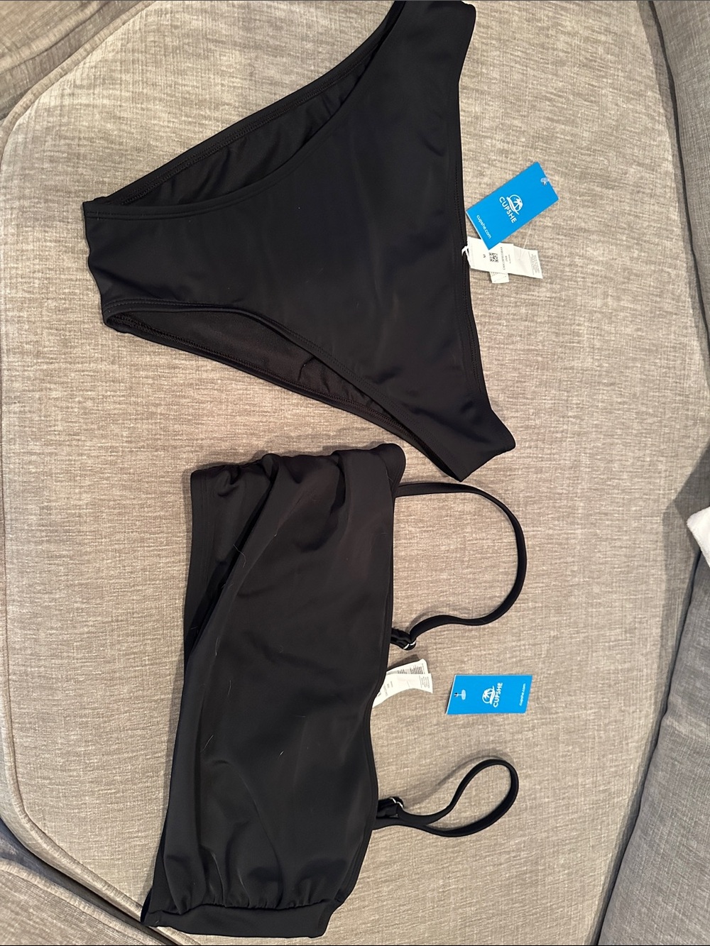 Cupshe Black Bandeau Bikini Set